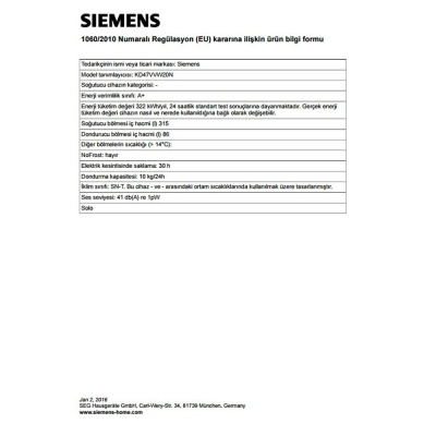 Siemens KD47VVW20N LowFrost Buzdolabı Beyaz, 405lt. - 3