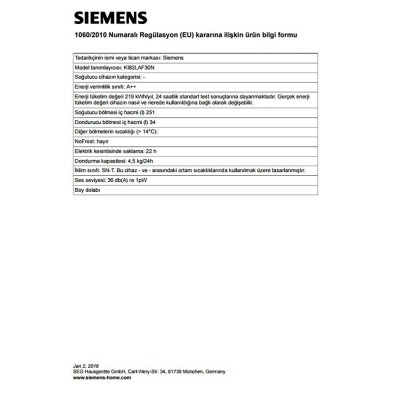 Siemens KI82LAF30N Ankastre Buzdolabı, Beyaz, Tek Kapılı - 3