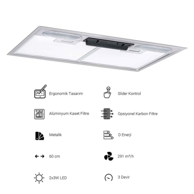 Silverline 1171 Astec Basic Ankastre Aspiratör, 60 cm - 2