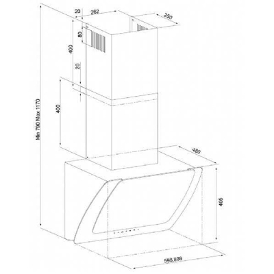 Silverline 3373 Davlumbaz, Misto, 60 cm, Siyah - 2