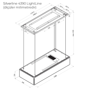 Silverline 4390 LightLine Ada Abajur Davlumbaz, 120 cm, Siyah - 4