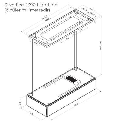 Silverline 4390 LightLine Ada Abajur Davlumbaz, 120 cm, Siyah - 4