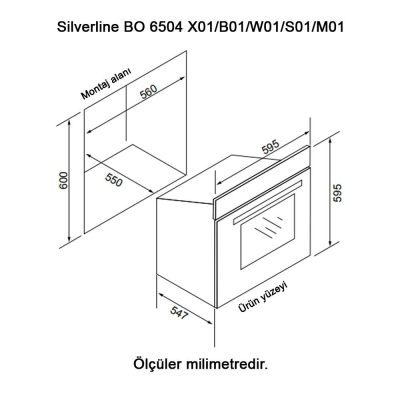 Silverline BO6504X01 Ankastre Fırın, Inox - 3