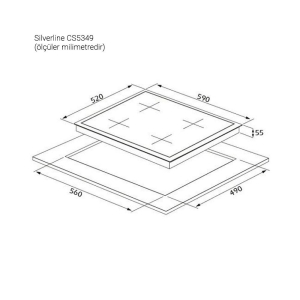 Silverline CS5349W01 Ankastre Cam Ocak, 60 cm, Beyaz - Thumbnail