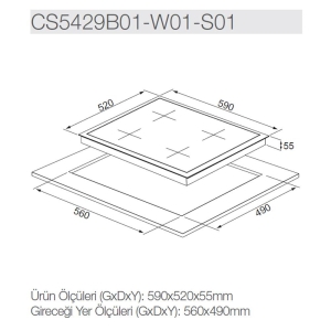 Silverline CS5429B01 Ankastre Cam Ocak, 60 cm, Siyah - 2