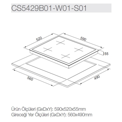 Silverline CS5429B01 Ankastre Cam Ocak, 60 cm, Siyah - 2