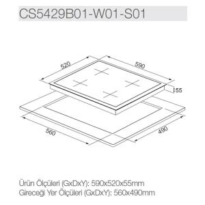 Silverline CS5429B01 Ankastre Cam Ocak, 60 cm, Siyah - 2