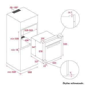 Teka AIRFRY HSB 646 SS Ankastre Fırın, Siyah Inox - 2