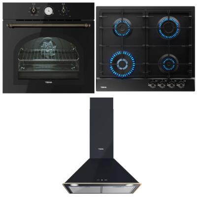 Teka Ankastre Country Klasik Set, HAK 627 R AT Fırın, GSC 64320 RBC AT Ocak, DOS 60.2 AT Davlumbaz, Antrasit, Rustik - 1