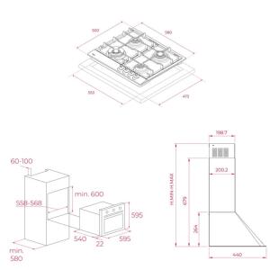 Teka Ankastre Country Klasik Set, HAK 627 R AT Fırın, GSC 64320 RBC AT Ocak, DOS 60.2 AT Davlumbaz, Antrasit, Rustik - 5