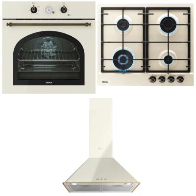 Teka Ankastre Country Klasik Set, HAK 627 R VN Fırın, GSC 64320 RBC VN Ocak, DOS 60.2 VN Davlumbaz, Krem, Vanilya Renk, Rustik - 1