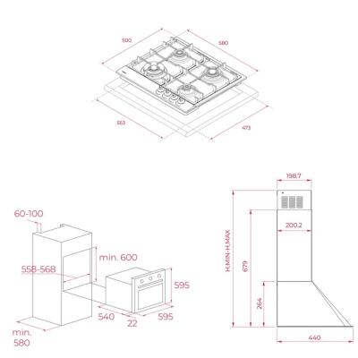 Teka Ankastre Country Klasik Set, HAK 627 R VN Fırın, GSC 64320 RBC VN Ocak, DOS 60.2 VN Davlumbaz, Krem, Vanilya Renk, Rustik - 6