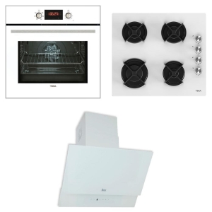 Teka Ankastre Set; HAK 627 WH Ankastre Fırın, HL LUX 60 4G AI AL CI Ankastre Ocak, TVT 60.1 WHITE Davlumbaz - Teka