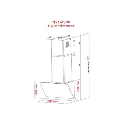 Teka ATV 90 Duvara Monte Eğimli Davlumbaz, Siyah Cam, 90 cm, 400 m3, Dokunmatik panel - 2