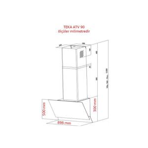 Teka ATV 90 Duvara Monte Eğimli Davlumbaz, Beyaz Cam, 90 cm - 3
