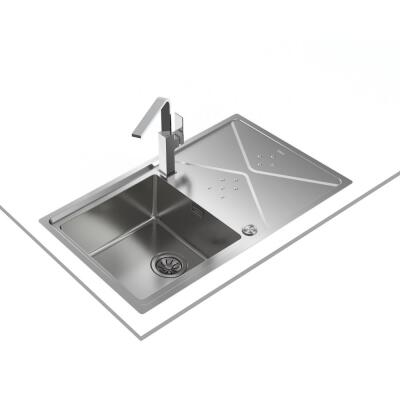 Teka BROOKLYN 50 M-XP Çelik Evye, Parlak Yüzey, Tezgah Üstü, 86x50 cm - 3