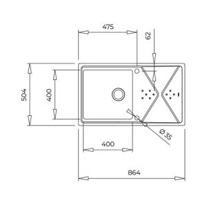 Teka BROOKLYN 50 M-XP Çelik Evye, Parlak Yüzey, Tezgah Üstü, 86x50 cm - 4