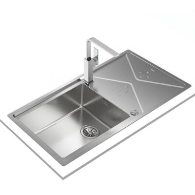 Teka BROOKLYN 60 M-XP Çelik Evye, Parlak Yüzey, Tezgah Üstü,Yönü Değiştirilebilir, 98x50 cm - 3