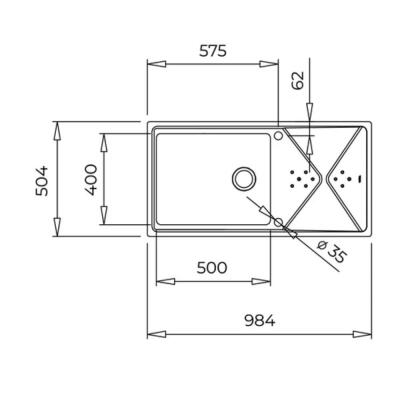 Teka BROOKLYN 60 M-XP Çelik Evye, Parlak Yüzey, Tezgah Üstü,Yönü Değiştirilebilir, 98x50 cm - 4