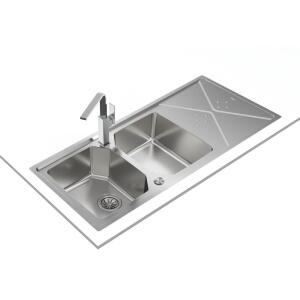 Teka BROOKLYN 80 M-XP Çelik Evye, Tezgah Altı, Tezgah Üstü, Tezgaha Sıfır, Yönü Değiştirilebilir, 116x50 cm - 3