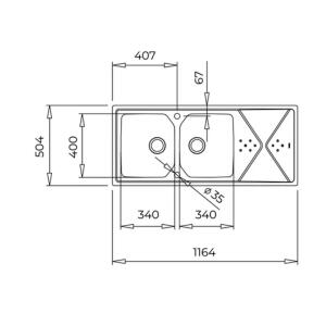 Teka BROOKLYN 80 M-XP Çelik Evye, Tezgah Altı, Tezgah Üstü, Tezgaha Sıfır, Yönü Değiştirilebilir, 116x50 cm - 4