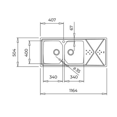 Teka BROOKLYN 80 M-XP Çelik Evye, Tezgah Altı, Tezgah Üstü, Tezgaha Sıfır, Yönü Değiştirilebilir, 116x50 cm - 4