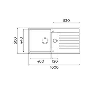 Teka CLIFF 60 B-TQ Granit Evye, Beyaz Renk, 1.5 Hazneli, Çift Yönlü, 100x50 cm - 3