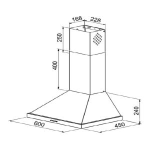 Teka DF 60 Davlumbaz, Inox, 60 cm, Piramit, Duvara monte - 2