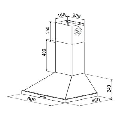 Teka DF 60 Davlumbaz, Inox, 60 cm, Piramit, Duvara monte - 2