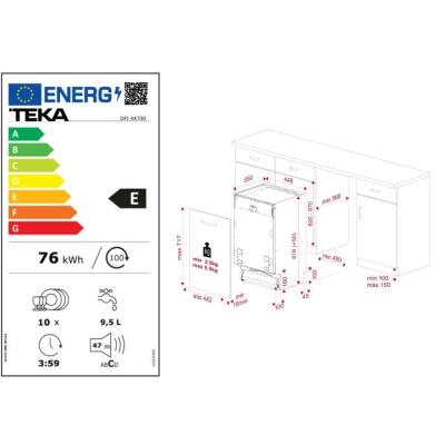 Teka DFI 44700 Tam Ankastre Bulaşık Makinası, 7 Programlı, 10 Kişilik - 3