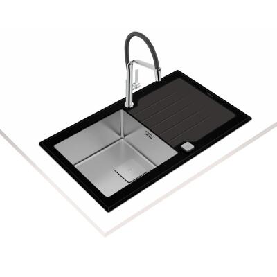 Teka DIAMOND RS15 1B 1D 86 Çelik Evye, Siyah Cam Yüzey, Tezgah Üstü, 86x51 cm - 2