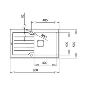 Teka DIAMOND RS15 1B 1D 86 Çelik Evye, Siyah Cam Yüzey, Tezgah Üstü, 86x51 cm - 3