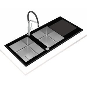 Teka DIAMOND RS15 2B 1D Tezgahüstü Cam Yüzeyli Paslanmaz Çelik Eviye, Çift Yönlü, 116x51 cm - 2