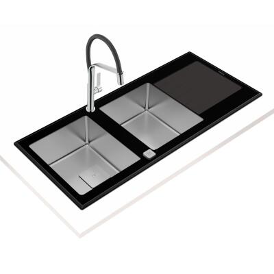 Teka DIAMOND RS15 2B 1D Tezgahüstü Cam Yüzeyli Paslanmaz Çelik Eviye, Çift Yönlü, 116x51 cm - 2