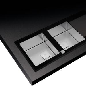 Teka DIAMOND RS15 2B 1D Tezgahüstü Cam Yüzeyli Paslanmaz Çelik Eviye, Çift Yönlü, 116x51 cm - 4