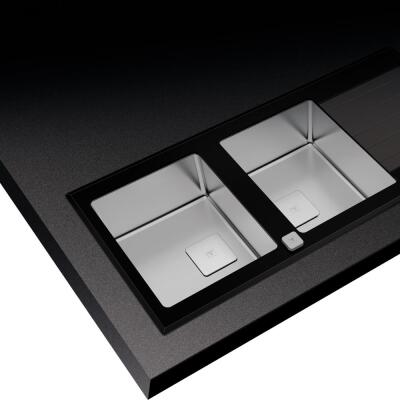 Teka DIAMOND RS15 2B 1D Tezgahüstü Cam Yüzeyli Paslanmaz Çelik Eviye, Çift Yönlü, 116x51 cm - 4