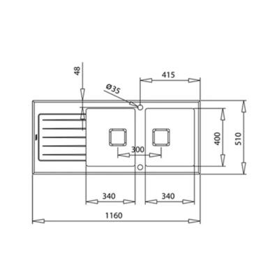 Teka DIAMOND RS15 2B 1D Tezgahüstü Cam Yüzeyli Paslanmaz Çelik Eviye, Çift Yönlü, 116x51 cm - 5