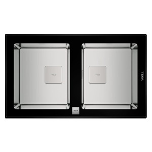Teka DIAMOND RS15 2B 86 AUTO WST BLACK Çelik Evye, Cam Yüzeyli, Tezgah Üstü, 86x51 cm - 1