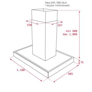 Teka DPL 1185 ISLA, Yüksek Performanslı Dekoratif Ada Davlumbaz, 110 cm - 4