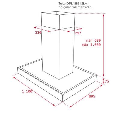 Teka DPL 1185 ISLA, Yüksek Performanslı Dekoratif Ada Davlumbaz, 110 cm - 4