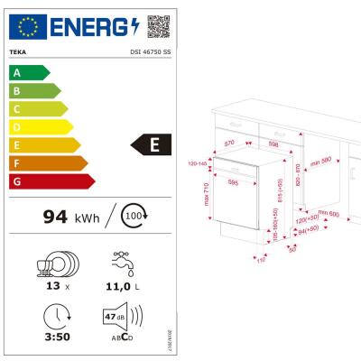 Teka DSI 46750 SS Yarı Ankastre Bulaşık Makinesi, 13 kişilik, 7 program - 3