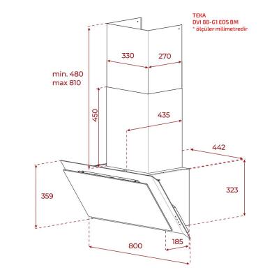Teka DVI 88-G1 EOS BM Infinity G1 Duvar Tipi Davlumbaz, Siyah, 80cm - 3