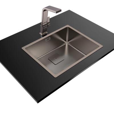 Teka FLEXLINEA RS15 50.40 Çelik Evye, Titanyum Yüzeyli, Tezgah Üstü, Tezgah Altı, Tezgaha Sıfır, 54x44 cm - 3