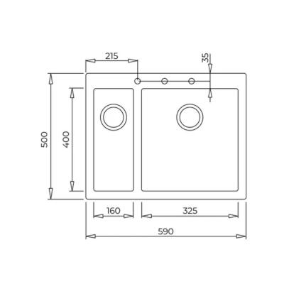 Teka FORSQUARE 2B 590 TG STONE GREY Granit Evye, Tezgah Üstü - 3