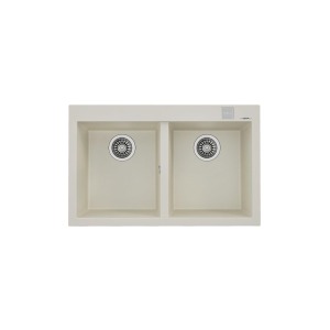 Teka FORSQUARE 790 TG Granit Evye, Bright Cream, Çift Hazneli, 79x50 cm, Tezgahüstü, Krem - Teka