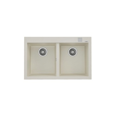 Teka FORSQUARE 790 TG Granit Evye, Bright Cream, Çift Hazneli, 79x50 cm, Tezgahüstü, Krem - 1