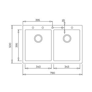 Teka FORSQUARE 2B 790 TG STONE GREY Granit Evye, Tezgah Üstü, 79x50 cm - 3