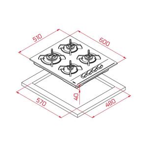Teka GBC 64002 KBC WH Ankastre Ocak, Beyaz Cam, 60 cm - 2