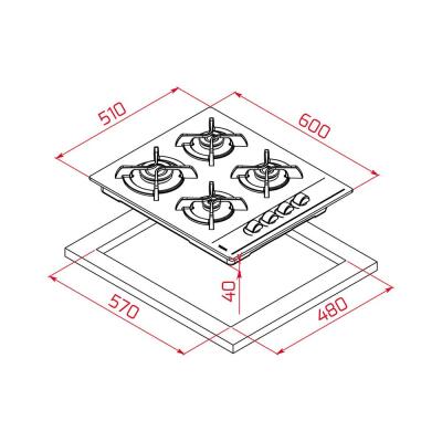 Teka GBC 64002 KBC WH Ankastre Ocak, Beyaz Cam, 60 cm - 2