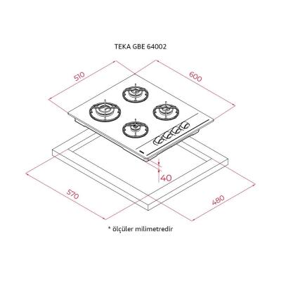 Teka GBE 64002 KBC WH E4, Ankastre Cam Ocak, Beyaz, 60 cm - 2